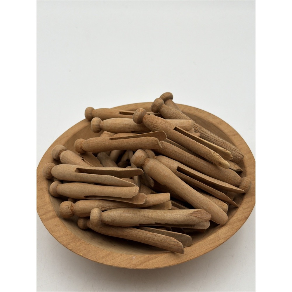 41 Vintage Wooden Clothes Pins Round Head Flat Top~3.75" Read Below